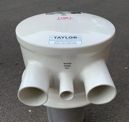 Taylor Marine Exhaust water gas separator designed to reduce onboard exhaust noise.