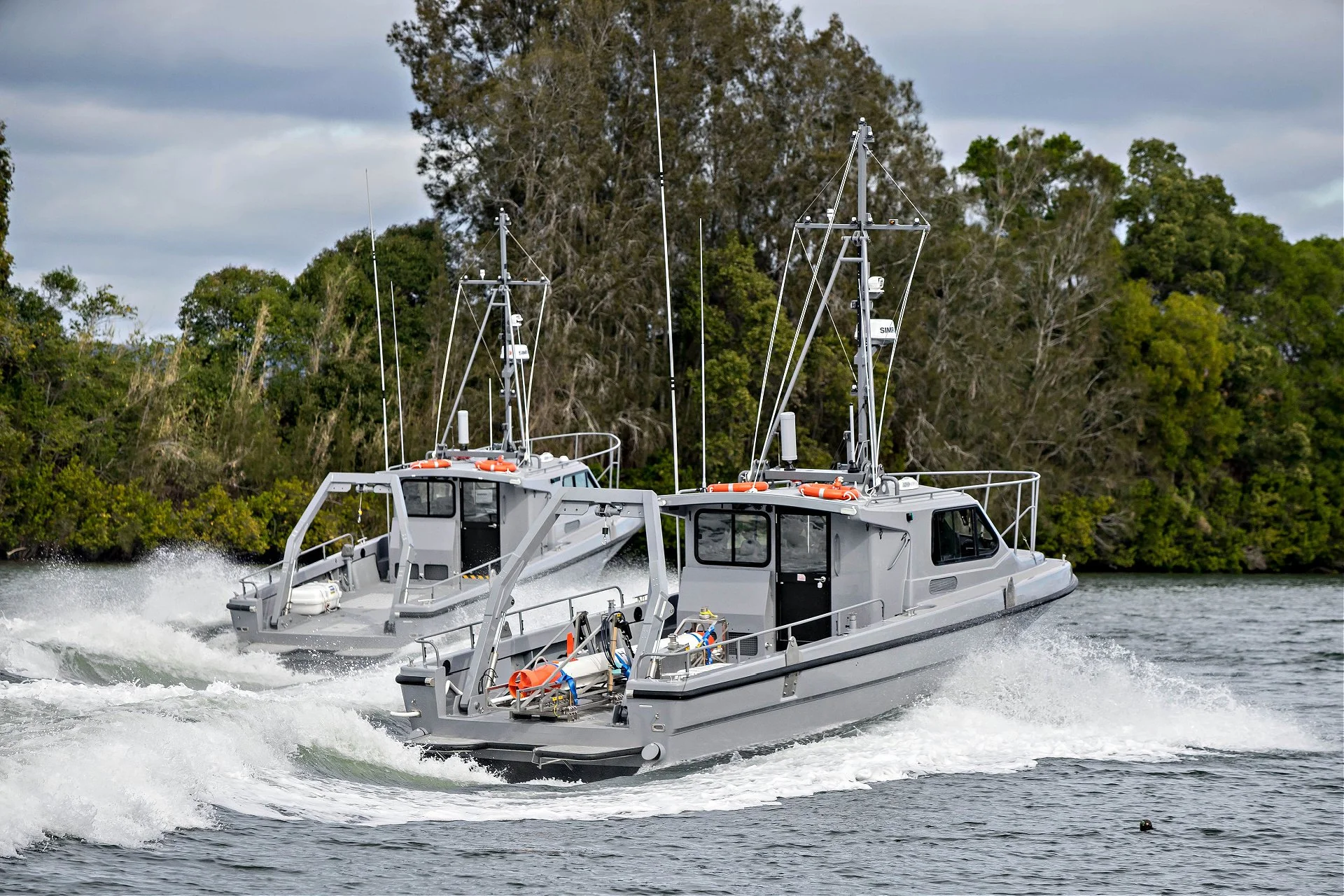 Steber International. Taylor Marine Exhaust system supplied for Australian Navy workboats operating in demanding marine service.