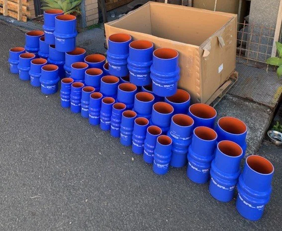 Marine-grade silicone hump hose manufactured to SAE J2006 standards.
