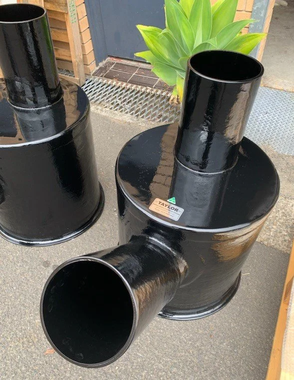 Custom composite water lift mufflers designed for challenging marine operating conditions.