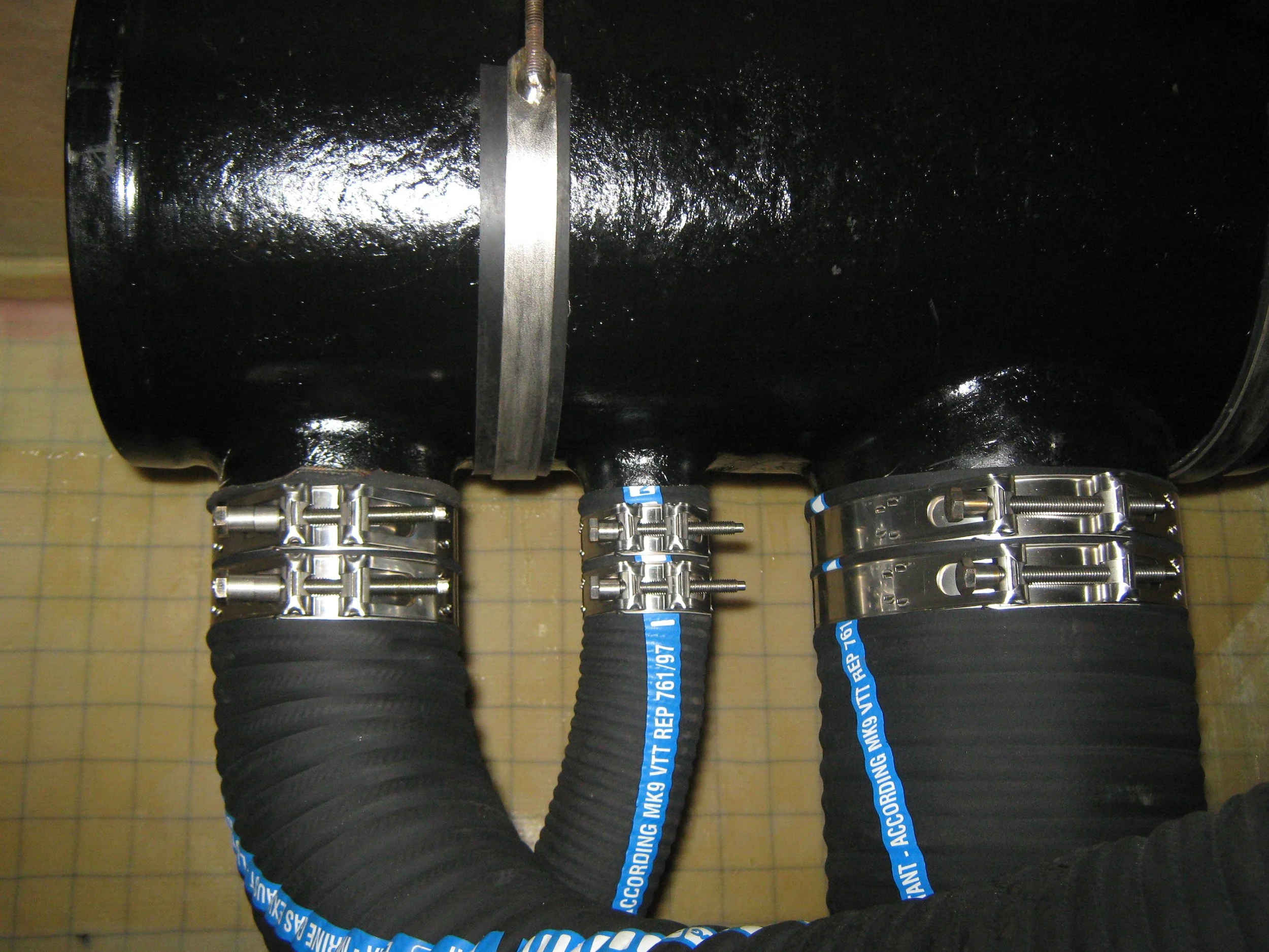 Taylor Marine Exhaust water gas separator installation.