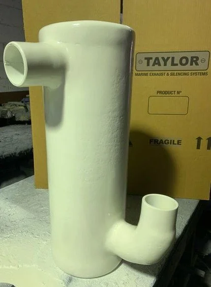 Vessel-specific water gas separator manufactured for a marine exhaust system where dimensional accuracy and installation practicality were critical.