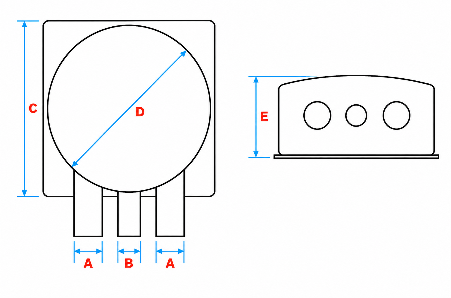 Technical drawing showing dimensions of a Taylor Marine Exhaust water gas separator.