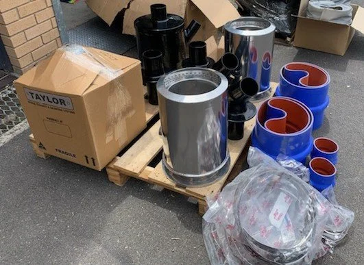 Vinyl ester exhaust reducer manufactured for custom marine exhaust systems.