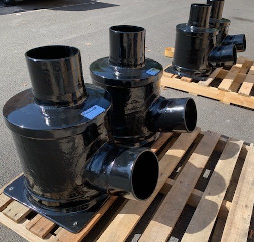 Custom waterlock muffler designed for recreational and commercial marine applications.