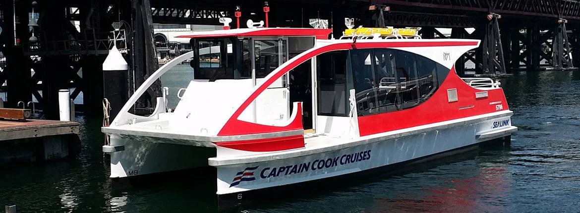 Captain Cook Cruises Vessel. Taylor Marine Exhaust system supplied for a Captain Cook Cruises passenger vessel operating on Sydney Harbour.