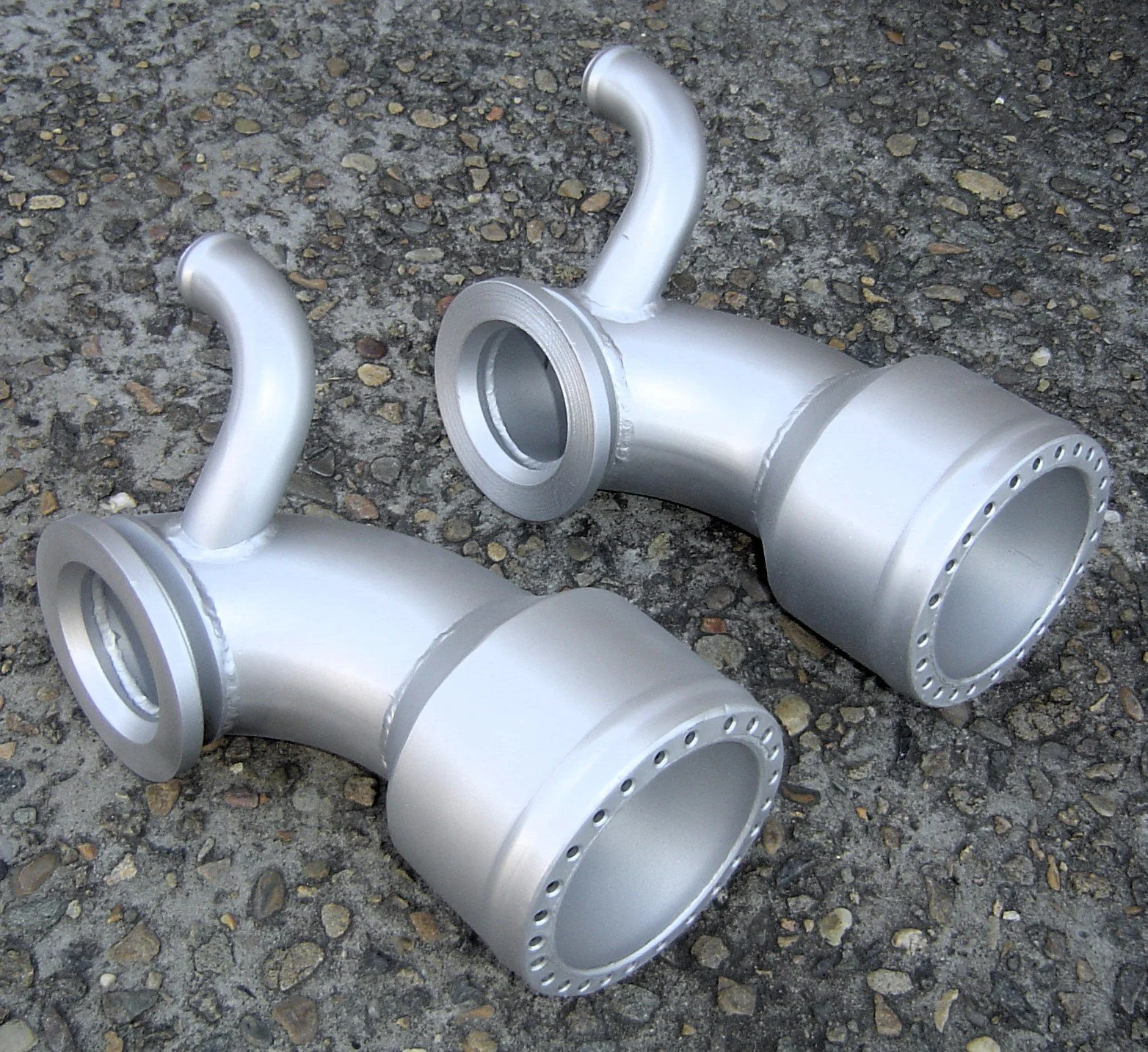 Custom stainless steel exhaust branch assemblies manufactured by Taylor Marine Exhaust.