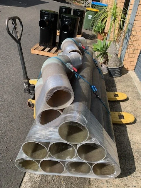 Premium vinyl ester wet exhaust tubing manufactured for marine exhaust system installations.