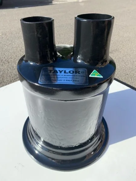 Heavy-duty marine waterlock muffler manufactured for long-term durability.