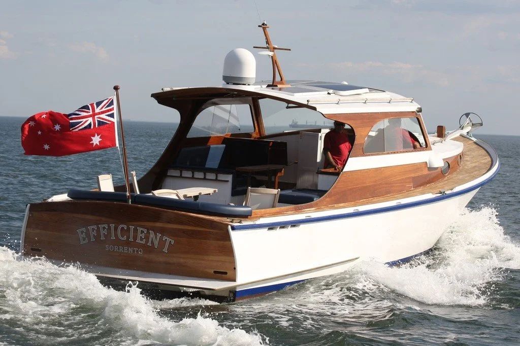 Taylor Marine Exhaust system supplied for a classic timber cruiser combining traditional craftsmanship with modern marine engineering.