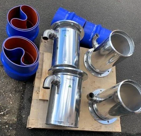 Marine stainless steel exhaust adaptors and reducers manufactured to custom specifications.