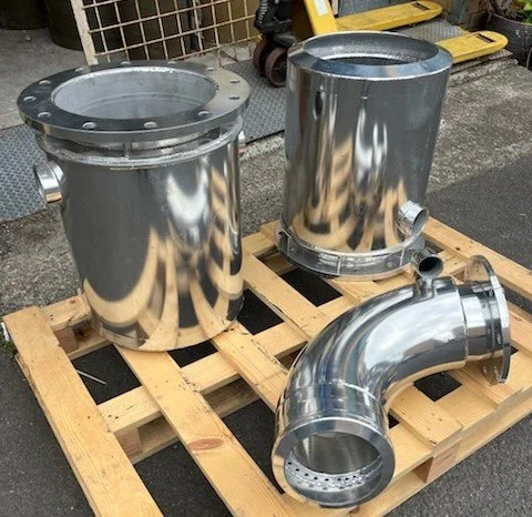 Precision fabricated stainless steel exhaust elbows and connections.