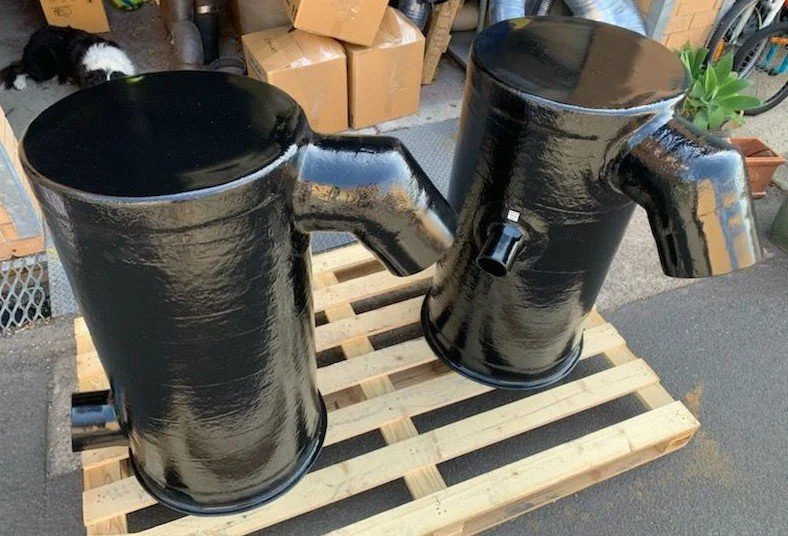 Premium vinyl ester water gas separators manufactured by Taylor Marine Exhaust.