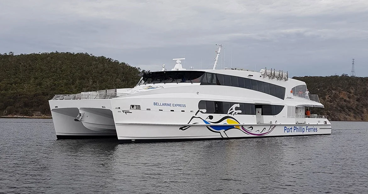 Port Phillip Ferries. Taylor Marine Exhaust system supplied for a modern passenger catamaran operating in commercial ferry service.