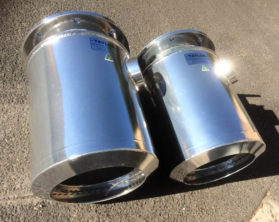 Stainless steel marine exhaust components engineered for long-term durability and performance.