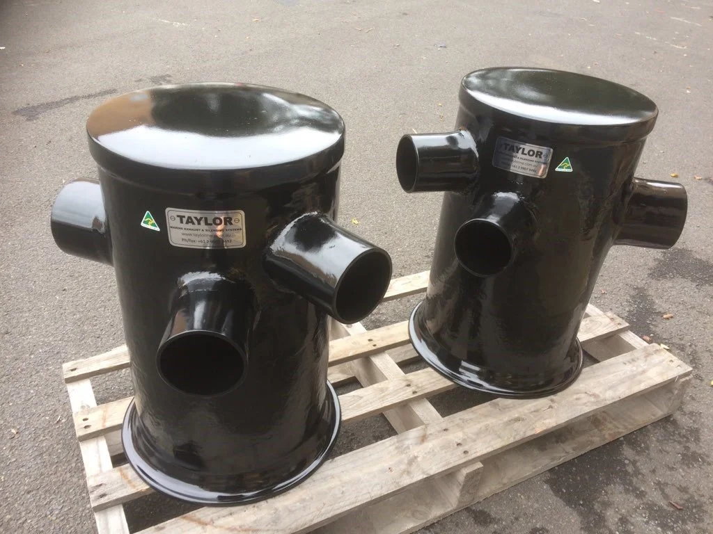Custom marine exhaust silencers manufactured for commercial and recreational vessels.