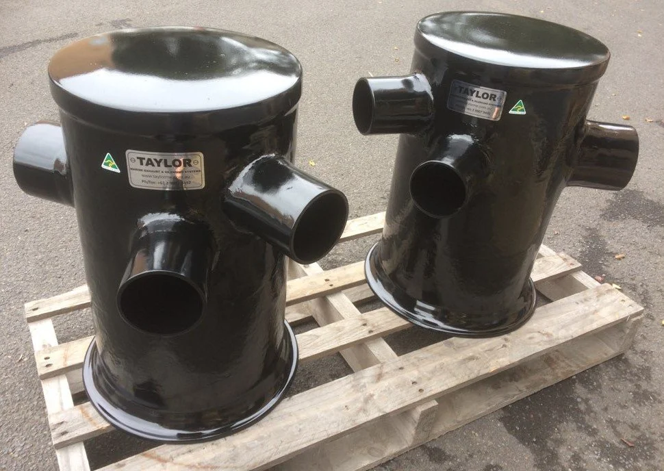 Taylor Marine Exhaust water gas separator designed to separate cooling water from exhaust gases.