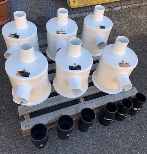 Taylor Marine Exhaust custom muffler manufactured for vessel-specific exhaust layouts.