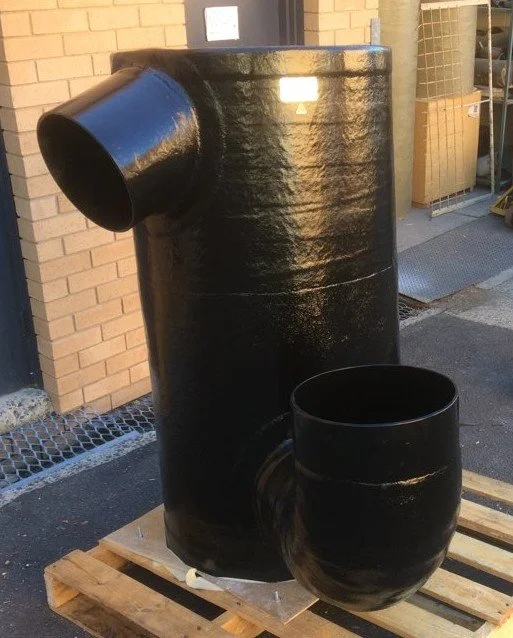 Large water gas separator designed for custom marine exhaust system integration.