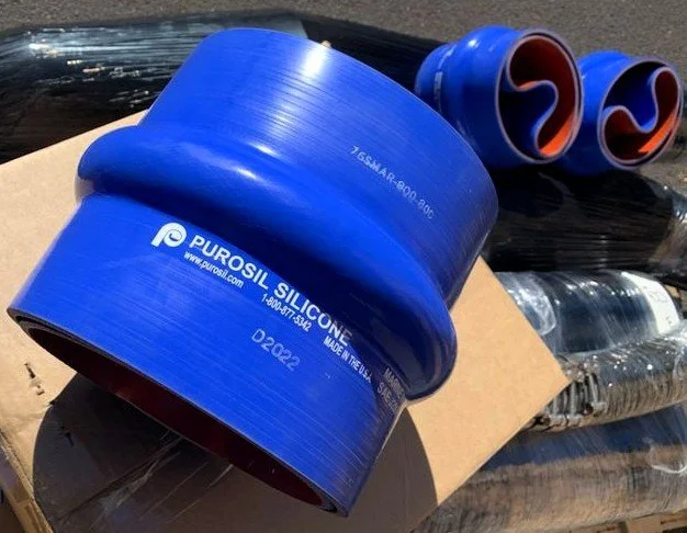 Marine-grade silicone exhaust hose manufactured for flexibility and durability.