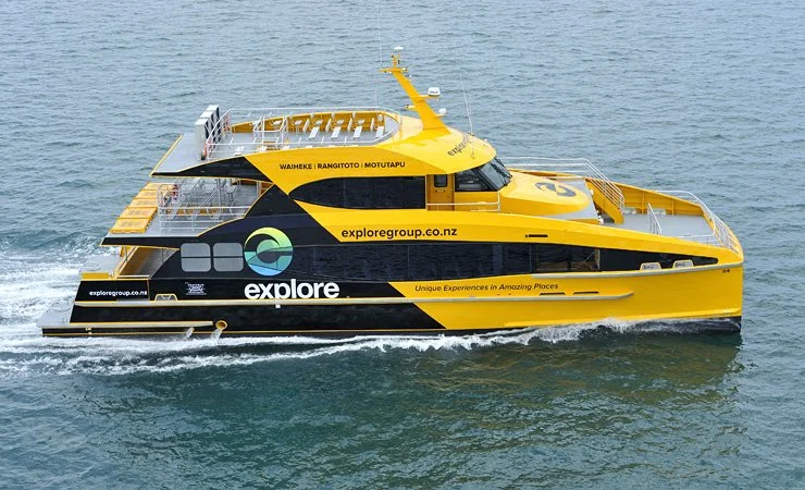 Explore Group Catamaran. Taylor Marine Exhaust system supplied for an Explore Group high-speed passenger catamaran.
