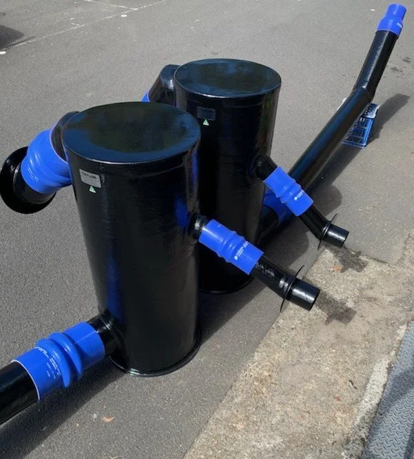 Vessel-specific wet exhaust system.