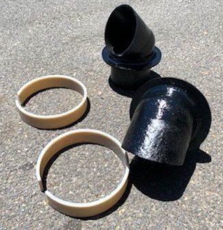 Clamps supplied for marine wet exhaust connections.
