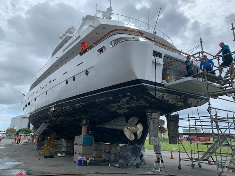 Taylor Marine Exhaust system supplied as part of a luxury motor yacht refit and upgrade project.