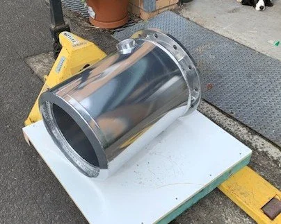 Marine-grade stainless steel exhaust mixer fabricated to customer specifications.