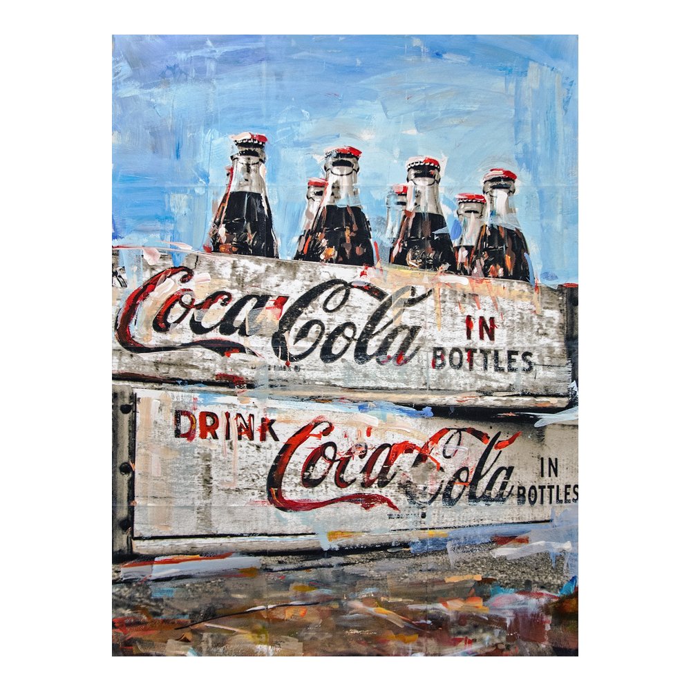  Coke Bottles mixed media on canvas 30 × 40 inches 
