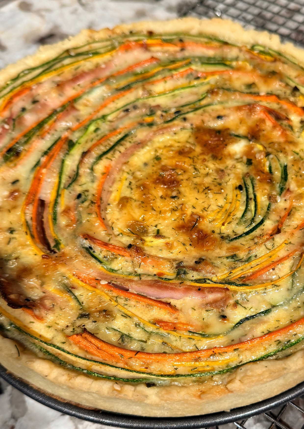 Zucchini Carrot Swirl Quiche