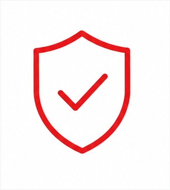 Bouclier avec une coche rouge à l'intérieur, symbolisant la sécurité ou la protection.