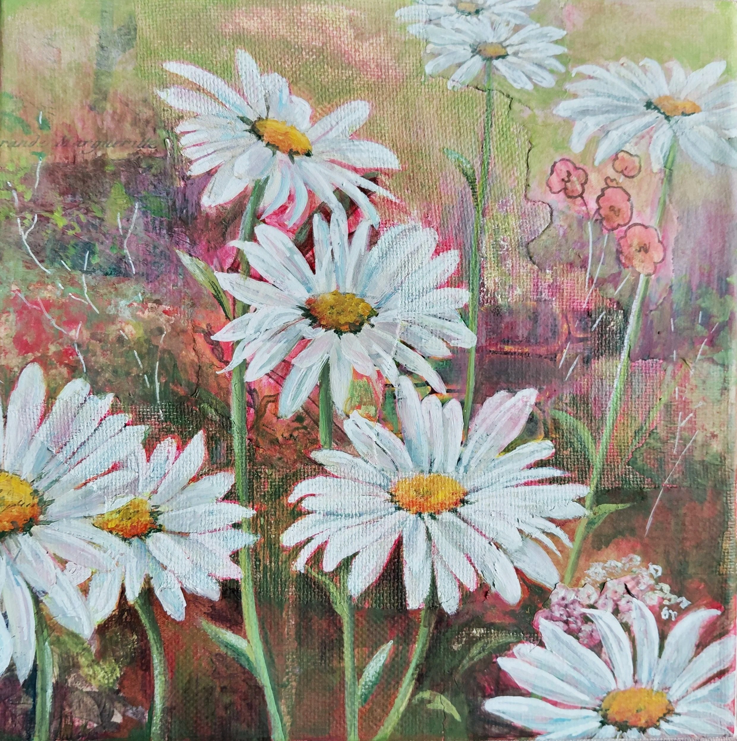 Daisies - 8 x 8 - Mixed media - Sold