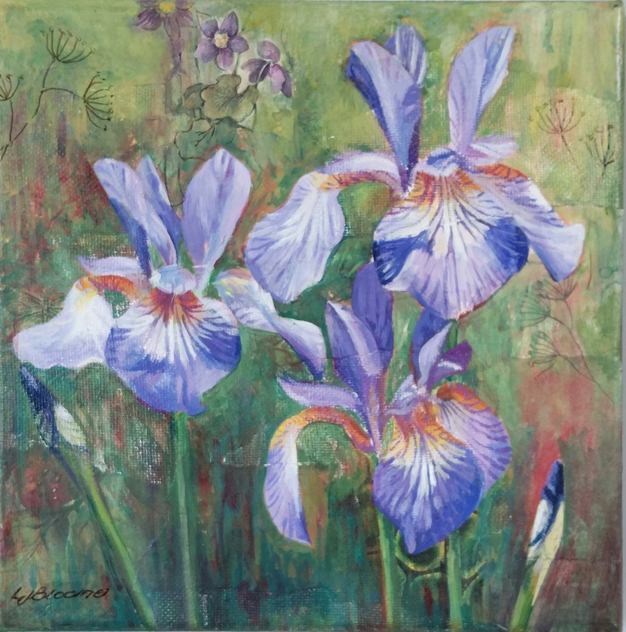 Irises - 8 x 8 - Mixed Media