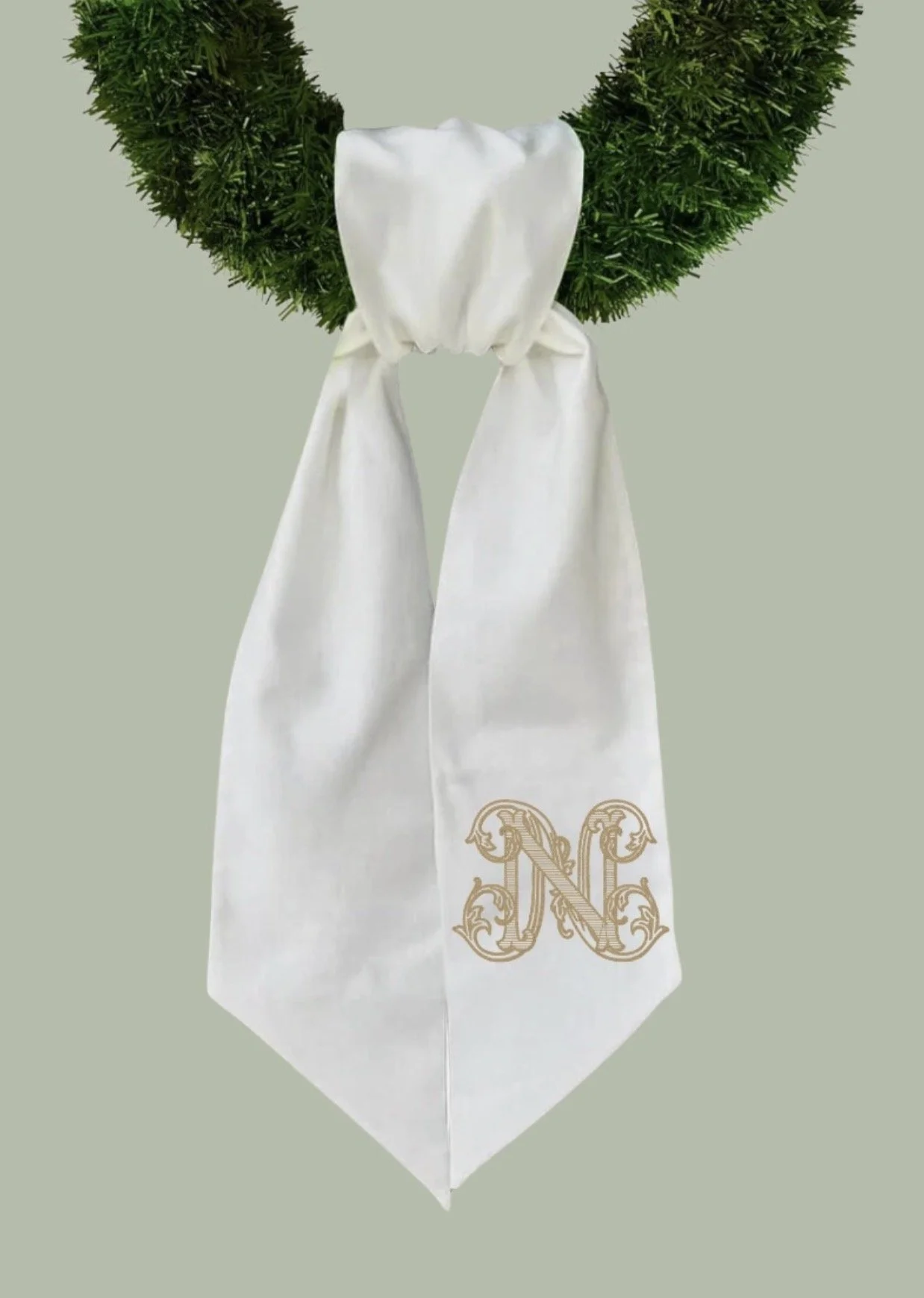 Classic Vine Font Wreath Sash