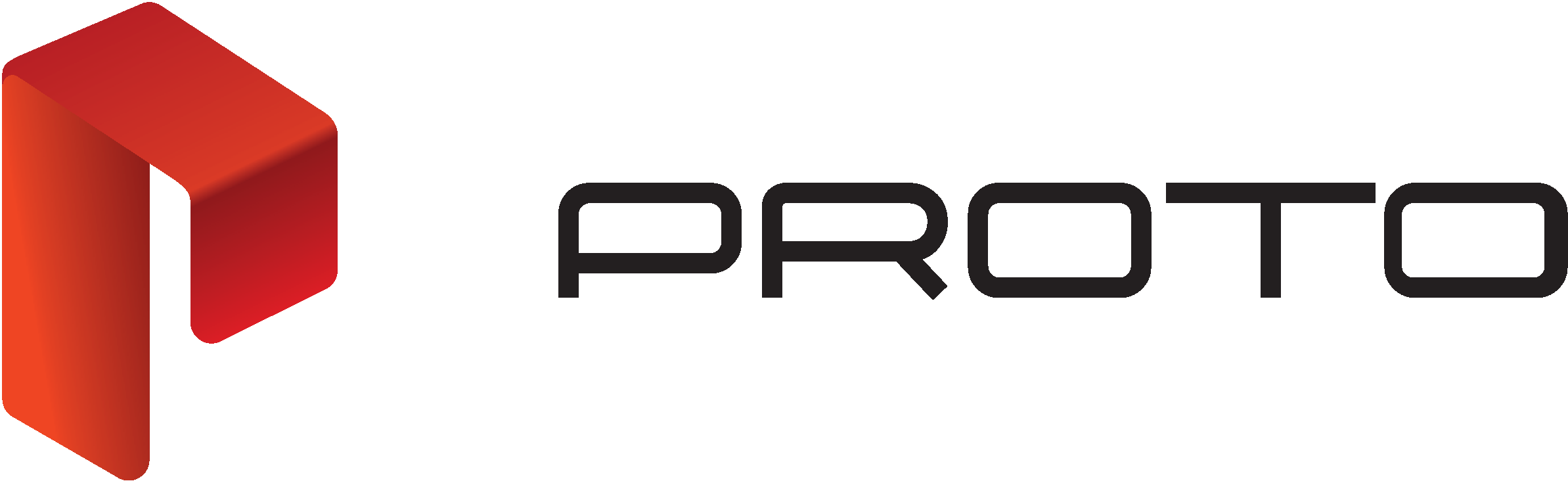 Protol logo with a red-orange 3D cube and the word 'PROTO' in black uppercase letters.