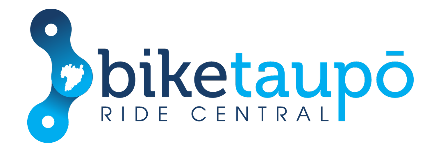 Logo for Piketra Upo Ride Central featuring stylized blue bicycle chain link with map of South America inside. Text reads 'piketaupo' with 'RIDE CENTRAL' underneath.