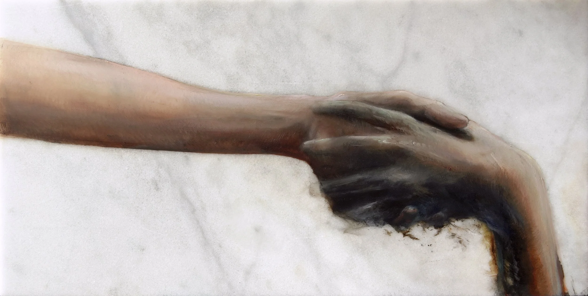 Holding On to Letting Go, oil on marble • 12x24 inches