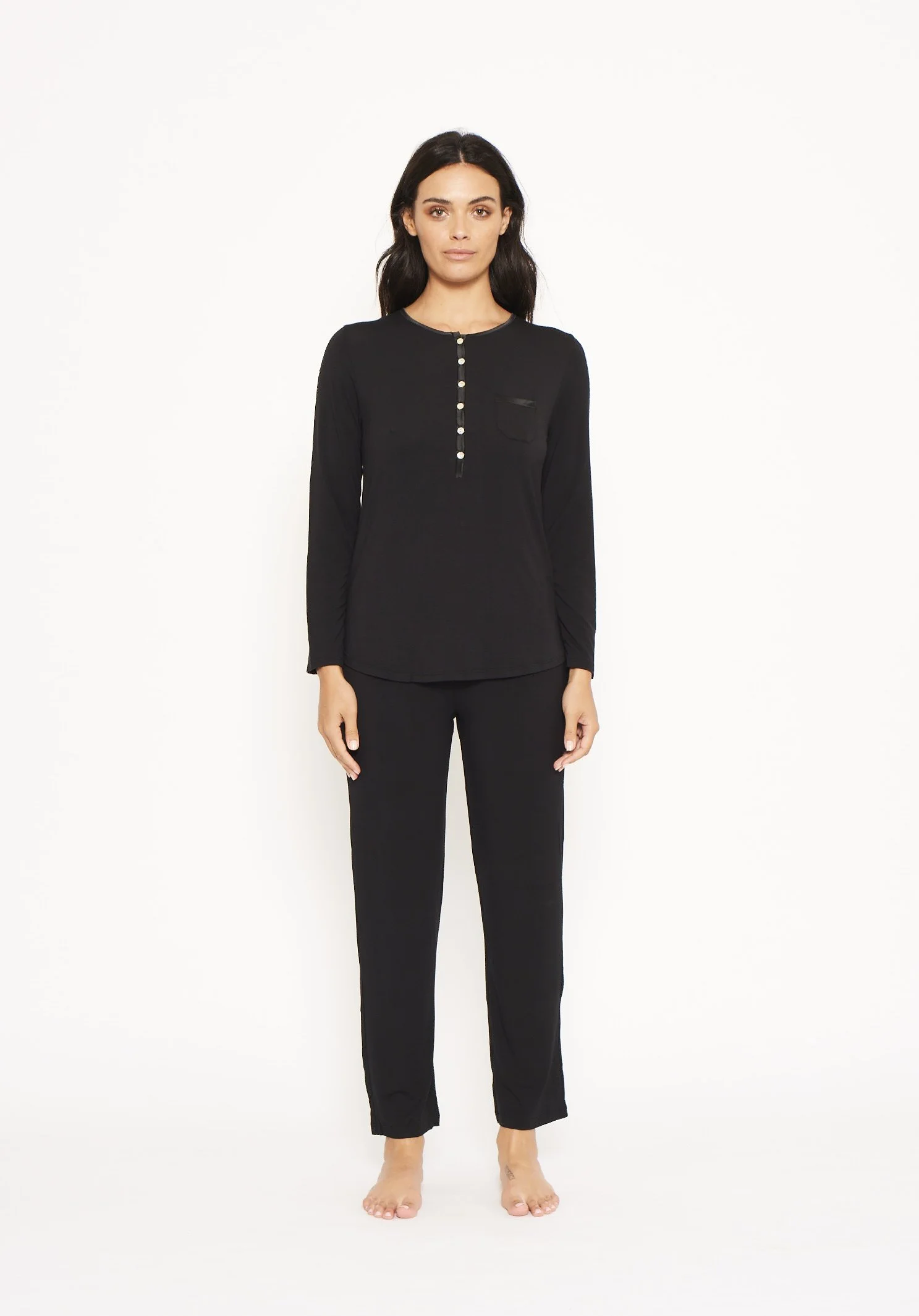 Hana Premium Bamboo Pajama Set – Black