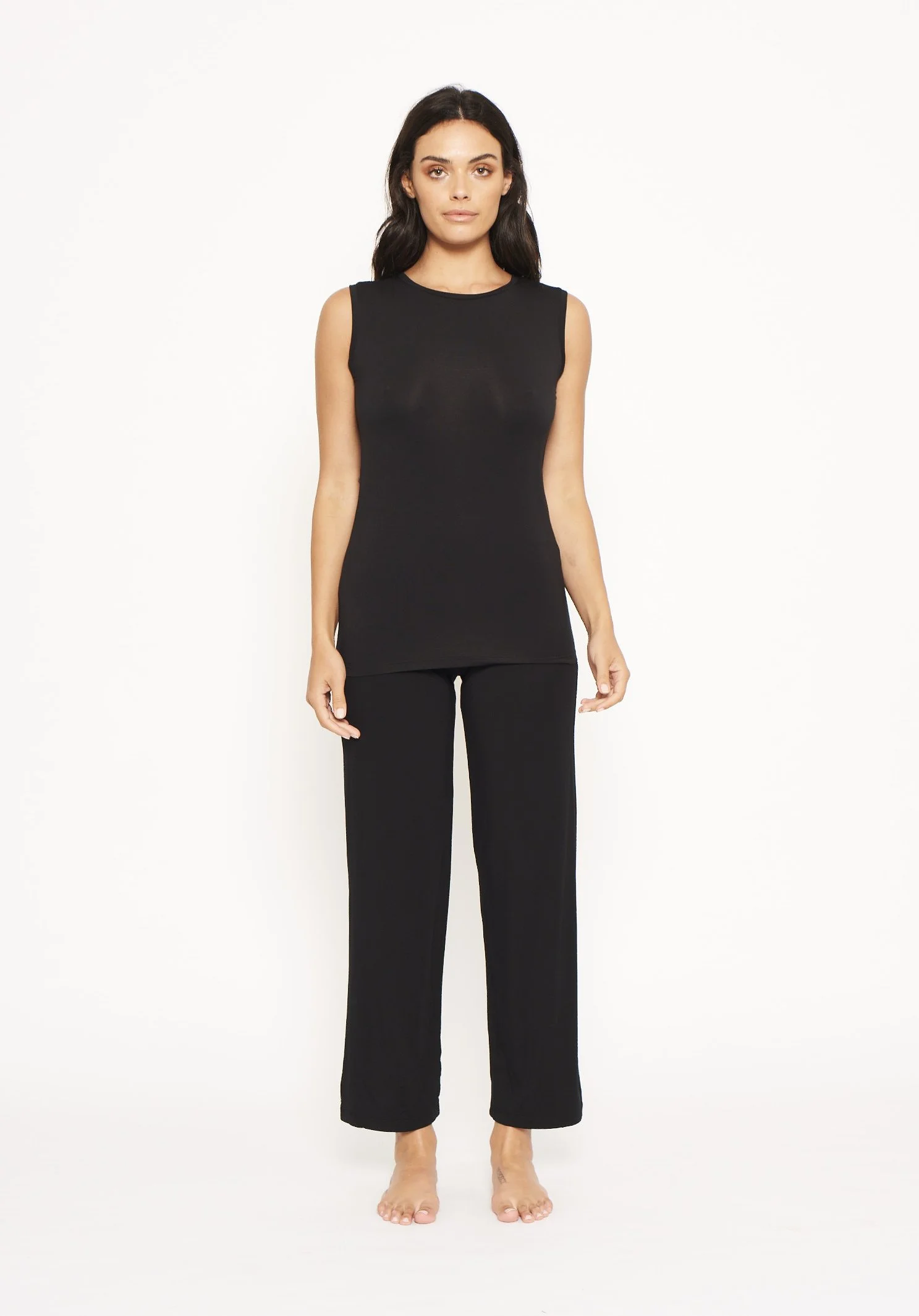 Hana Premium Bamboo Straight Leg Lounge Pants – Black