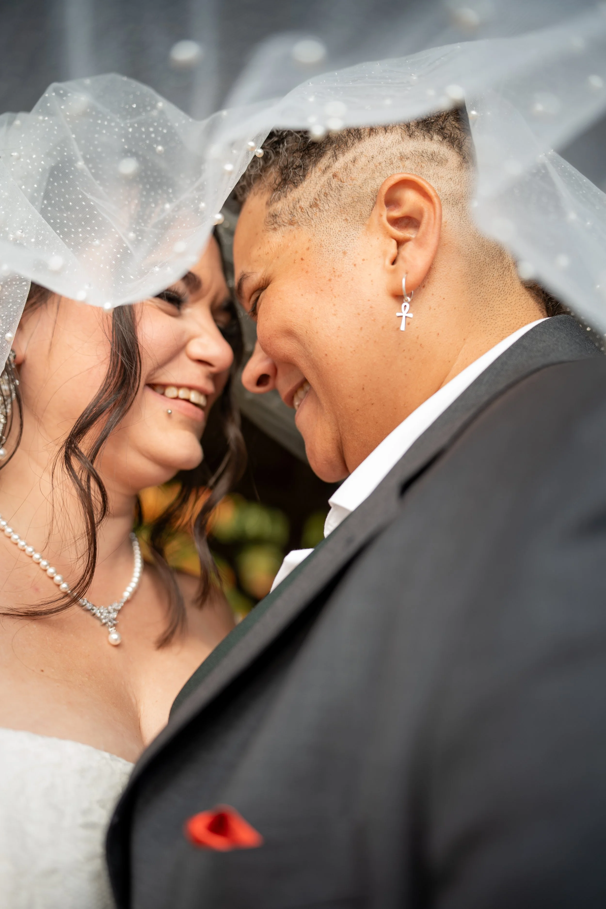Emotional first look photography documenting the quiet excitement before the wedding ceremony.