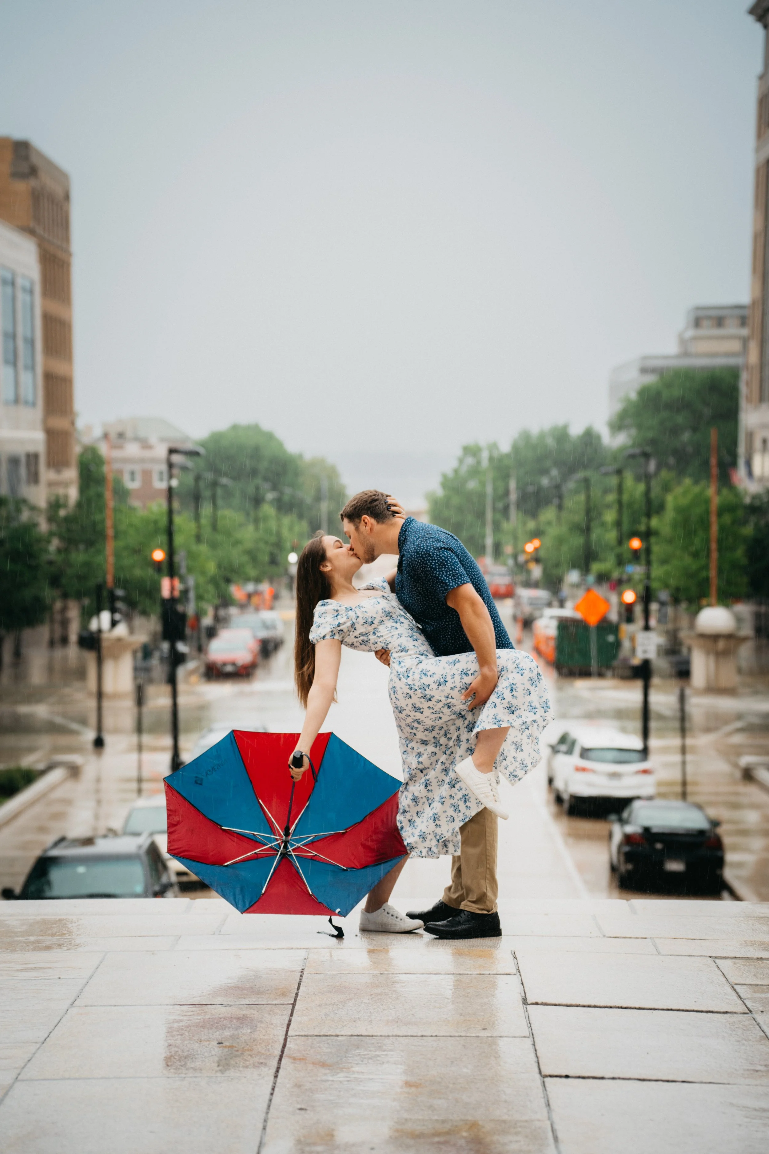 A joyful engagement photo capturing laughter, love, and the excitement of becoming husband and wife.