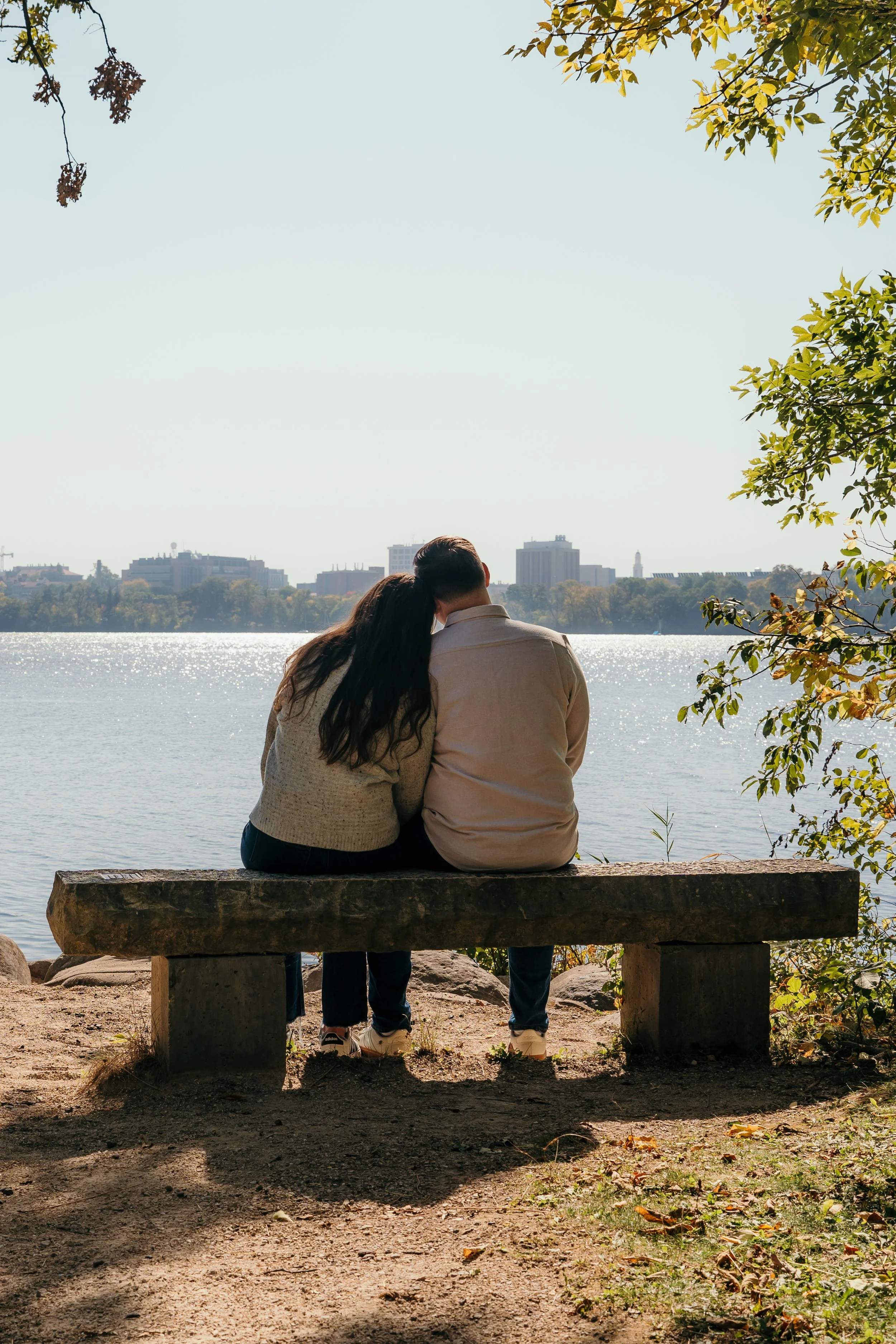 A natural outdoor couple portrait photographed during a romantic engagement session by Federico Weddings.