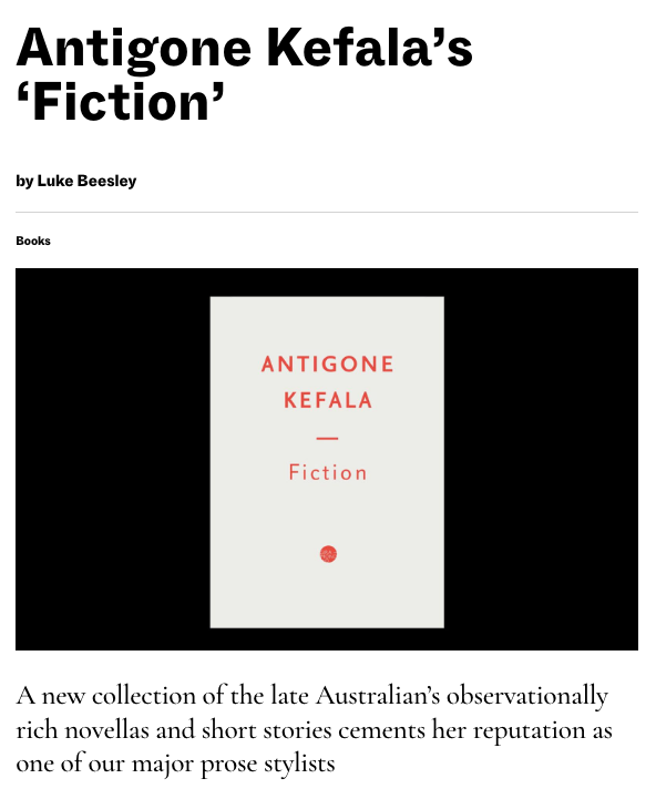 The Monthly: Antigone Kefala
