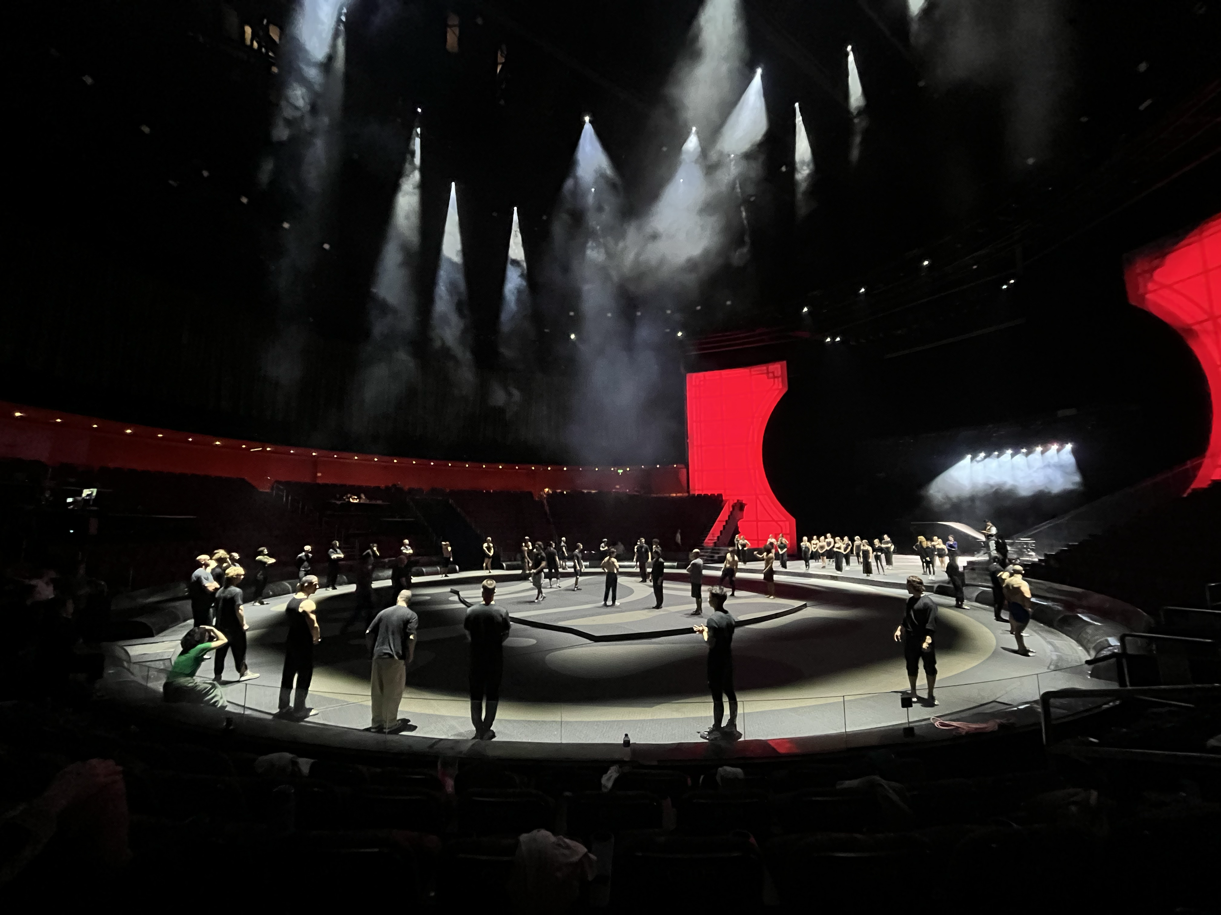 Stage rehearsal for world's largest circus water show House of Dancing Water, Melco Crown. Giuliano Peparini (Artistic Director & Creative Director)