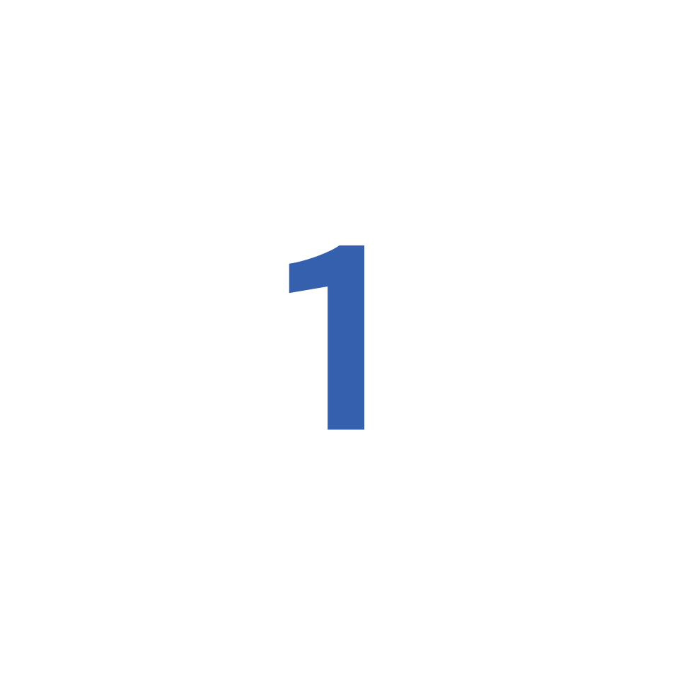 A white circular background with a blue number one in the centre.