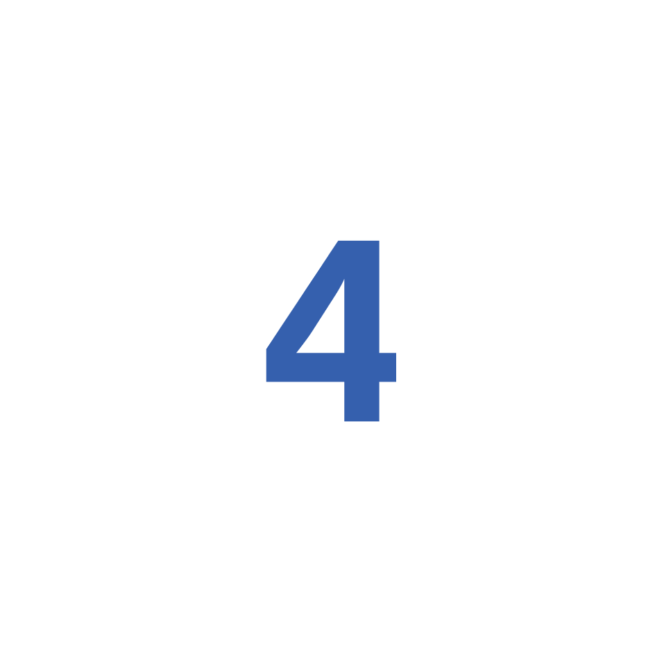A white circular background with a blue number four in the centre.