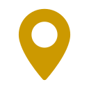 Gold location pin icon over black background