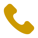 Icon of a yellow telephone handset on a black background.