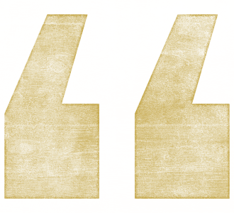Large yellow quotation marks on an orange and black textured background.
